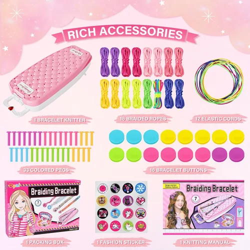 Miniatura 5 de Dpai Kit para fabricar pulseras de amistad para niñas, juguetes de arte y manualidades DIY, kit para hacer joyas con cordón, las mejores ideas