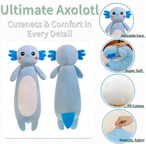 Miniatura 7 de Kekeso - Peluche largo de Axolotl, almohada de felpa de salamandra, peluche suave de Axolotl para niños y niñas, regalos para Navidad