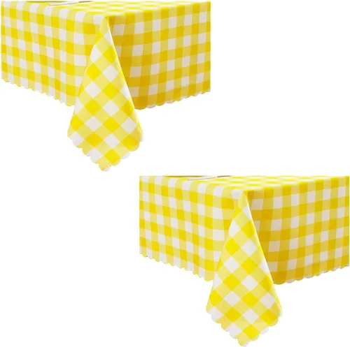 Miniatura 12 de MANGATA CASA Mantel de cuadros rosa para mesas cuadradas, mantel a cuadros, impermeable, para cocina y mesa, mantel de poliéster a cuadros sin Rosa