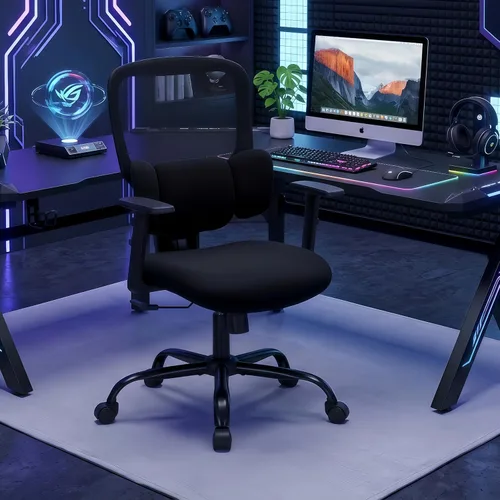Miniatura 8 de Silla de oficina ergonómica grande y alta, silla de escritorio de malla para computadora con soporte lumbar ajustable y respaldo alto, capacidad
