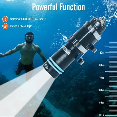 Miniatura 3 de nitescuba MS02 - Mini máscara de buceo, linterna de buceo, linterna subacuática, 229.7 ft, interruptor giratorio de 500 lúmenes, con batería y clip