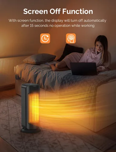 Miniatura 7 de Calentadores de espacio para uso en interiores, calentamiento rápido de 1500 W, calentador de cerámica portátil con termostato, 4 modos