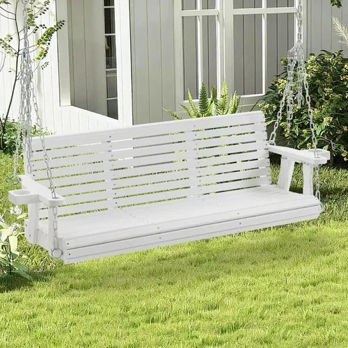 Miniatura 10 de Finnhomy Marco de columpio para porche de 880 libras, soporte estable de madera con tablero de conexión inferior adicional, marco de columpio