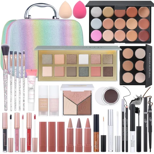 Kit completo de maquillaje para mujeres, juego de maquillaje para niñas, adolescentes, mujeres, set de regalo de maquillaje con paleta de sombras de