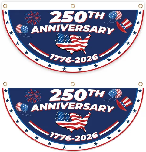2 banderas de jardín estadounidense con el número 250 aniversario 1776-2026, decoración patriótica para exteriores y patio para el Día de la