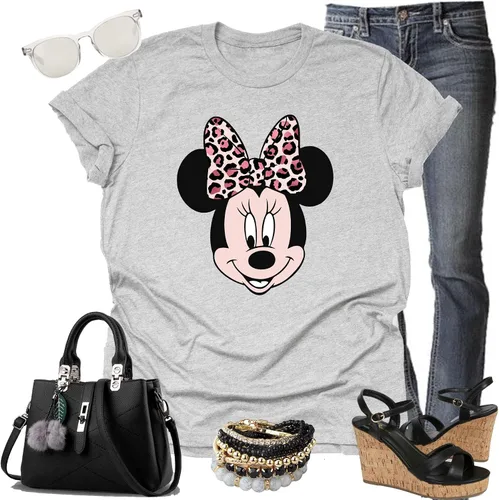 Miniatura 3 de Camisa de manga corta con estampado de leopardo y Minnie y retrato, camisa de safari