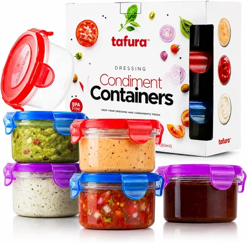 Miniatura 8 de Tafura Recipientes pequeños de 4 onzas con tapas (paquete de 12) recipientes para aperitivos con tapas giratorias Almacenamiento de condimentos