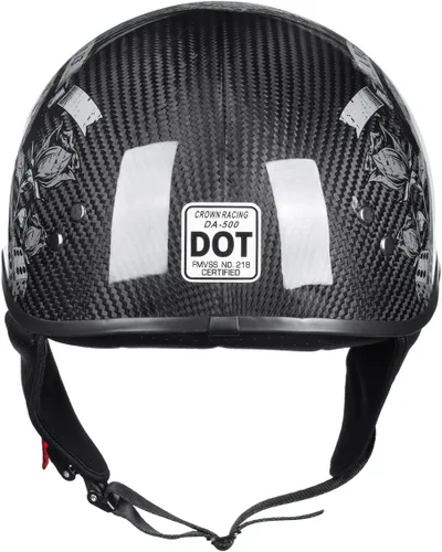 Miniatura 4 de DA-500 Casco de fibra de carbono para motocicleta, casco abierto de media carcasa aprobado por DOT con visera desplegable, casco ligero retro Rose