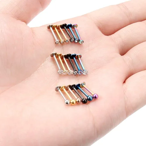 Miniatura 3 de SCERRING - 18 piezas de acero inoxidable 0.56 oz (16 gr) de circonita cúbica transparente Labret Monroe para labio, tragus, cartílago, hélice