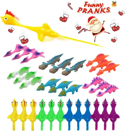 Miniatura 14 de Slingshot Pollo de goma Pollo Flick Pollo Volador Flingers Stress Gag Toys Stress Gag Toys, tirachinas de pollo de goma, divertidos rellenos