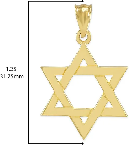 Miniatura 4 de Colgante de oro amarillo macizo de 14 k con forma de estrella judía de David