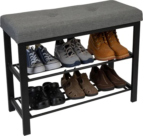 Miniatura 5 de Simplify Banco de almacenamiento, zapatero, otomano, acolchado para entrada, dormitorio, armario y pasillo, gris