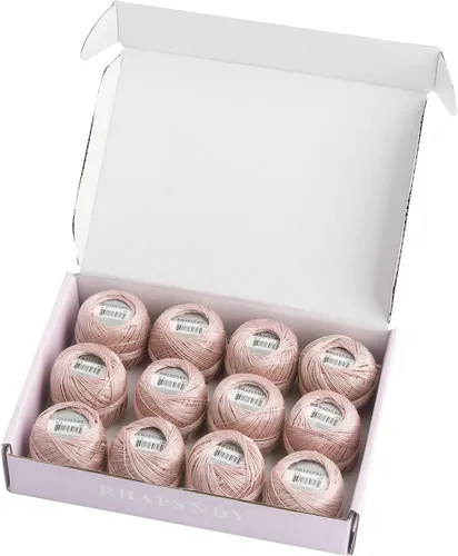 Miniatura 70 de Rhapsody Hilo de algodón perla tamaño 8 hilo de ganchillo Perle 12 bolas Set tejido a mano, bordado, sashiko, punto de cruz, costura, costura, Col. 5