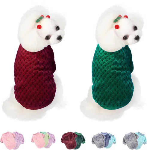 Miniatura 16 de Suéter para Perro, Paquete de 2 o 3 Suéteres para Perros Pequeños y Medianos o Gatos, Ropa Cálida de Franela Suave para Mascotas para Perros Hembra