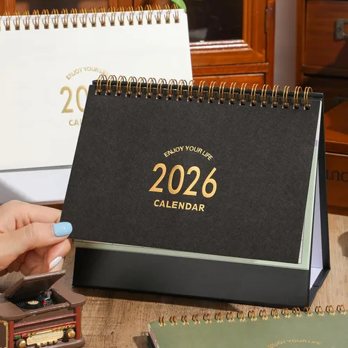 Miniatura 2 de Calendario de escritorio pequeño 2026, calendario de escritorio abatible de pie de enero de 2026 a junio de 2027 – Anillo de metal doble