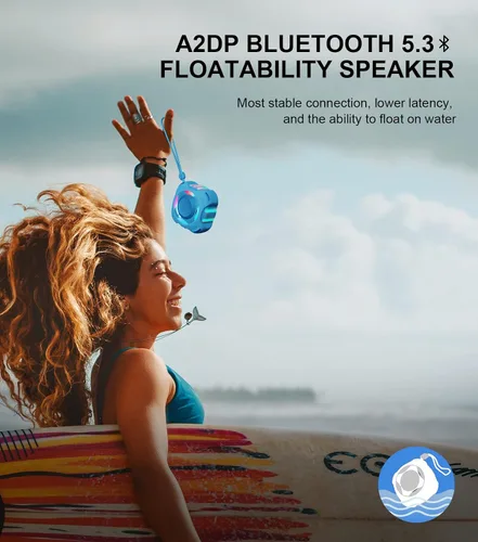 Miniatura 6 de Altavoz de ducha Bluetooth comiso, altavoz impermeable IP67 con luz LED, altavoces portátiles con estéreo inalámbrico verdadero, flotante, 2000mAh