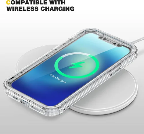 Miniatura 5 de Diaclara Diseñada para iPhone 12/12 Pro, cuerpo completo resistente con protector de pantalla integrado sensible al tacto, antiarañazos, funda