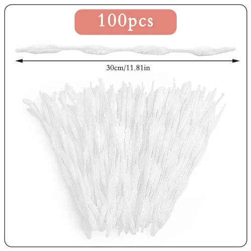 Miniatura 2 de 100 piezas de tallos de chenilla, tallos de chenilla para limpiar tuberías blancas, suministros de manualidades para decoración de manualidades