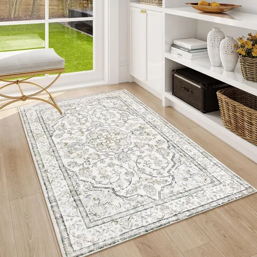 Miniatura 15 de Alfombra de pasillo oriental para baño Lahome, alfombra lavable de 2 x 6 pulgadas color beige para cocina, alfombra antideslizante para pasillo