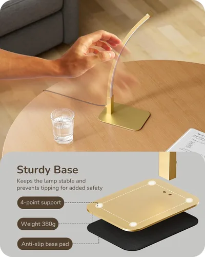 Miniatura 6 de EDISHINE Lámpara de mesa LED curva, moderna lámpara de noche con 3 temperaturas de color y atenuación continua, aluminio y hierro, lámpara de mesita