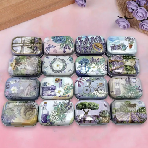 Miniatura 8 de 8 piezas de mini flores de estaño organizador de joyas caja de almacenamiento cajas decorativas pequeñas latas de metal floral con tapas