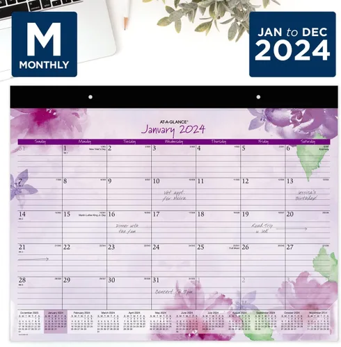 Miniatura 2 de AT-A-GLANCE Calendario de escritorio 2024, almohadilla de escritorio mensual, 21-3/4 x 17 pulgadas, estándar, hermoso día (SK38-704-24)