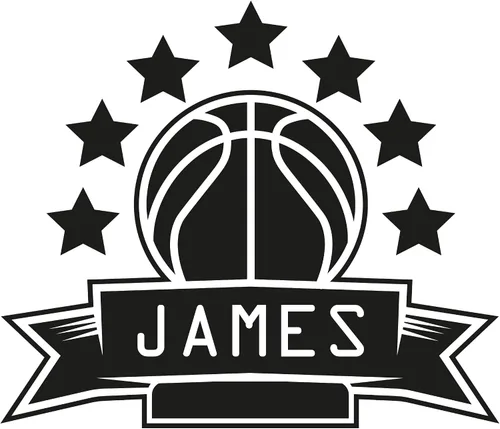 Miniatura 2 de Calcomanía de vinilo con nombre de jugador de baloncesto con pelota y estrellas para jugador de baloncesto, personaliza tu propio nombre