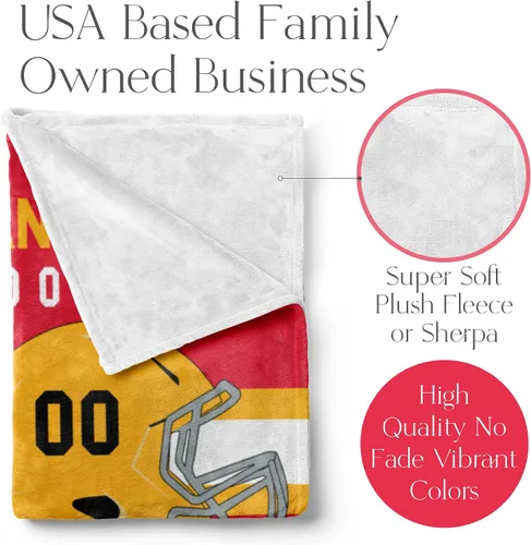 Miniatura 40 de Manta personalizada para fanáticos del fútbol americano – Se envía al día siguiente – Hecha en Estados Unidos – Manta de vellón personalizada