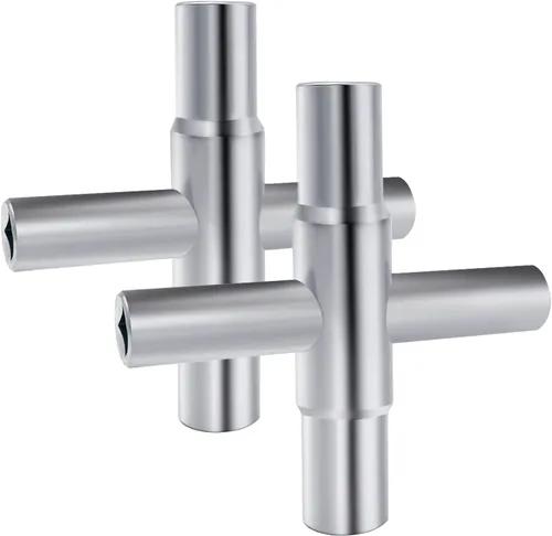 Llave Sillcock de 4 vías Llave multifuncional Llave cruzada de acero Llave de apertura universal Plomeros Electricistas Herramienta para medidor de