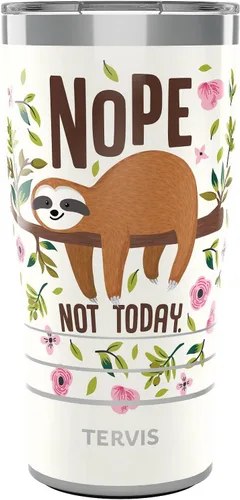 Tervis Traveler Sloth Nope Not Today - Vaso de triple pared aislado para viajes, mantiene las bebidas frías y calientes, 20 onzas, acero inoxidable