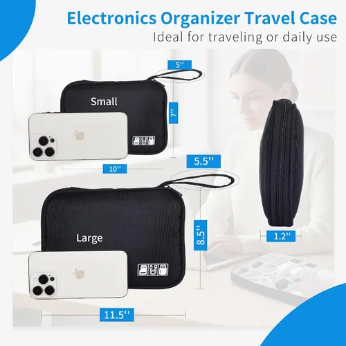Miniatura 3 de 1 paquete de organizador de viaje electrónico bolsa de almacenamiento de cable de accesorios técnicos