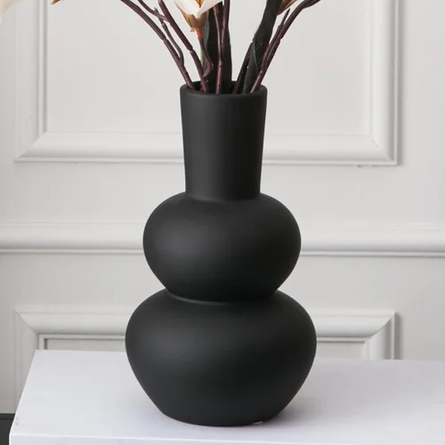 Miniatura 2 de Jarrón de cerámica negra, jarrones modernos para hierba de las pampas, jarrones de arcilla mate para decoración de boda, para mesa, sala de estar