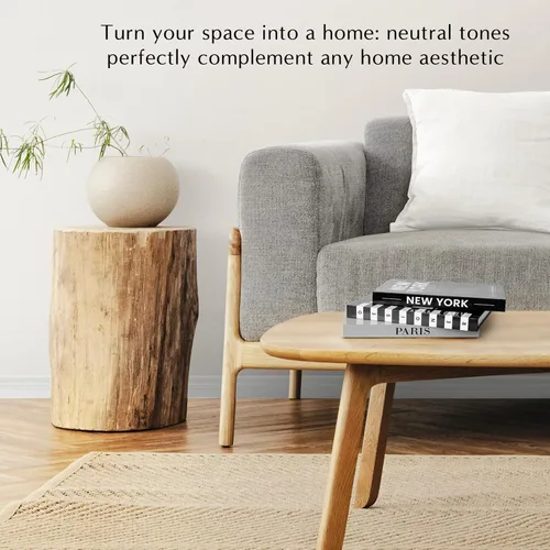 Miniatura 5 de Juego de 3 libros decorativos de diseño para decoración del hogar, estética, falsos en blanco y negro, para decoración en mesa de café, estantería
