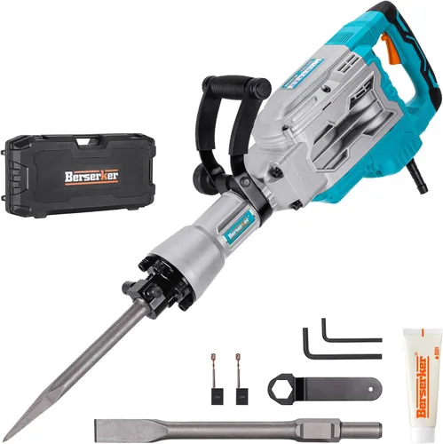 Berserker - Martillo de demolición eléctrico de 1700 vatios y 30 libras con cincel plano, cincel de punta redonda, 1-3/16" de hexágono, martillo de