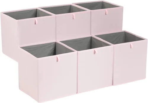 Amazon Basics Contenedores organizadores de cubos, cestas de almacenamiento plegables para estantes, rosa peonía, paquete de 6, 13 x 15 x 13 pulgadas