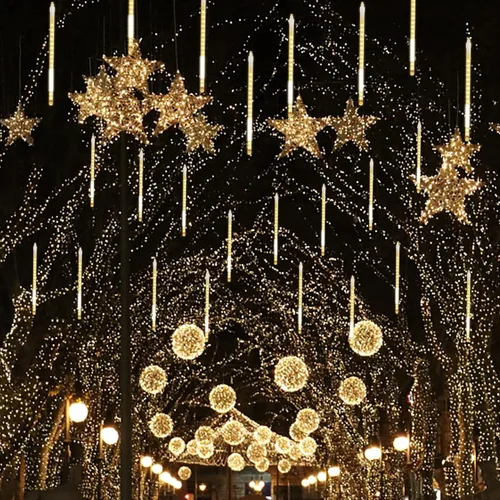 Miniatura 2 de LJLNION Luces de Lluvia de Meteoros, Luces de Navidad de Carámbanos para Exteriores de 12 Pulgadas, 8 Tubos 288 LED Luces de Carámbano Luz de Nieve