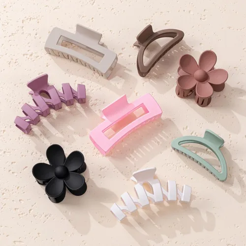 Miniatura 26 de Sunolga 8 pinzas para cabello para mujer, pinzas de garra con forma de flor para cabello grueso, accesorios para cabello antideslizantes
