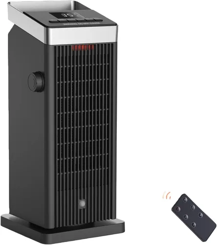 BREEZOME Calentador de espacio para uso en interiores, calentador eléctrico de calentamiento rápido de 1500 W con termostato, calentador de cerámica