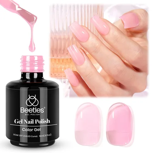 Miniatura 231 de Beetles - Esmalte de uñas de gel rosa claro, 0.5 fl oz, color rosa bebé, esmalte de gel que se absorbe con luz UV LED, arte de uñas de verano, salón