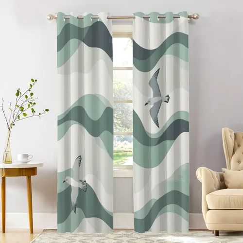 Miniatura 43 de Shrahala Abstract Pattern Geometric Blackout Window Curtains, Concentric Squares Thermal Insulated Curtains Grommet Long Drapes for Bedroom,Living