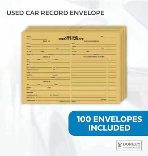Miniatura 5 de Sobres de registro de coche usados - Chaquetas de oferta para vehículos usados (100 por paquete) (Buff)
