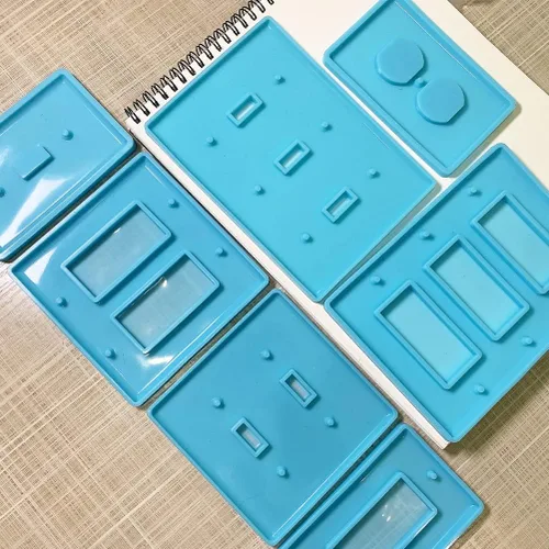 Miniatura 5 de BUYGOO 7 moldes de resina para cubierta de interruptor de luz, panel de enchufe de interruptor de yeso para resina epoxi, moldes de cubierta
