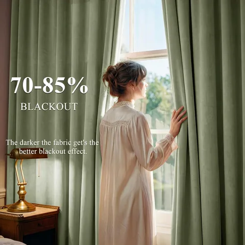 Miniatura 257 de StangH Cortinas de Terciopelo Verde Esmeralda de 96 Pulgadas - Cortinas Opacas de Terciopelo de Lujo Súper Suaves, Elegante Cobertura de Ventana