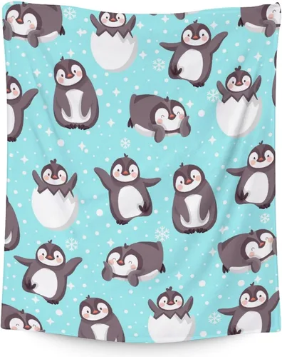 Miniatura 14 de Manta de pingüino para regalar – Manta de 30 x 40 pulgadas para adultos y niños, mantas negras de felpa suave para sofá, oficina