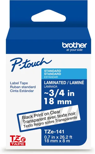 Miniatura 18 de Brother Cinta de etiquetas P-Touch TZe negra con impresión en azul (TZe541), laminada, 3/4 pulgadas x 26.2 pies (0.709 in x 26.2 ft)