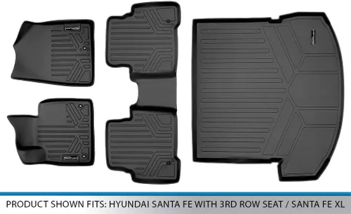 Miniatura 6 de MAXLINER Juego de alfombrillas de 2 filas y forro de carga detrás de la segunda fila, color negro para Hyundai Santa Fe 2013-2018 con asiento