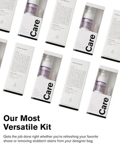 Miniatura 7 de Jason Markk Kit de cuidado y gamuza de 6 piezas, cepillo de gamuza y borrador de manchas, espuma, spray de repelente, cepillo delicado y toallitas