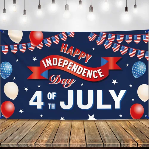 Miniatura 9 de KatchOn, Decoraciones del 4 de julio, pancarta XtraLarge de Estados Unidos, 72 x 44 pulgadas, telón de fondo de bandera estadounidense