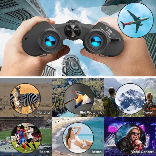 Miniatura 2 de Prismáticos militares con zoom de alta potencia de 10-30x50 para adultos, visión nocturna con poca luz/impermeable para uso diario/prisma
