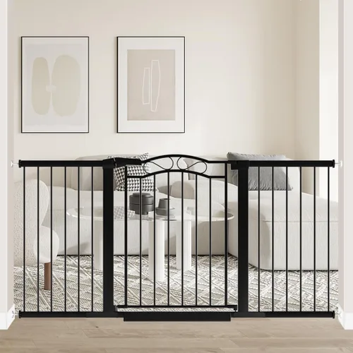 Miniatura 12 de Fairy Baby Puertas para bebés extra anchas de 57.1"-59.8" con puerta, puerta infantil de 58-59 pulgadas para niños pequeños, puerta de metal montada